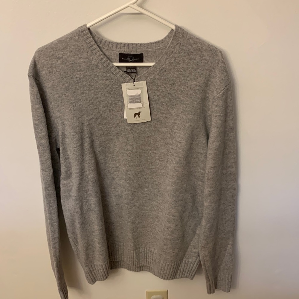 Brand New Black Brown 100% Lambswool Sweater- M